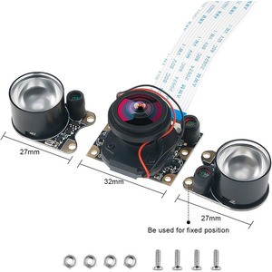 Módulo de cámara Raspberry Pi OV5647, lente ojo de pez gran angular de 175 grados, 5MP, modelo B, 3/2