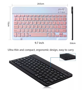 Miniteclado y ratón inalámbricos, periférico español recargable con ratón ruso para PC, tableta y teléfono