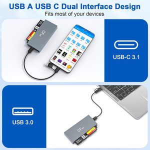 Tak ve çalıştır 6 in 1 USB3.0 5Gbps tipi C SD TF MS XD CF CFast kamera kart okuyucu PC Tablet dizüstü cep telefonu için - Product Image 4