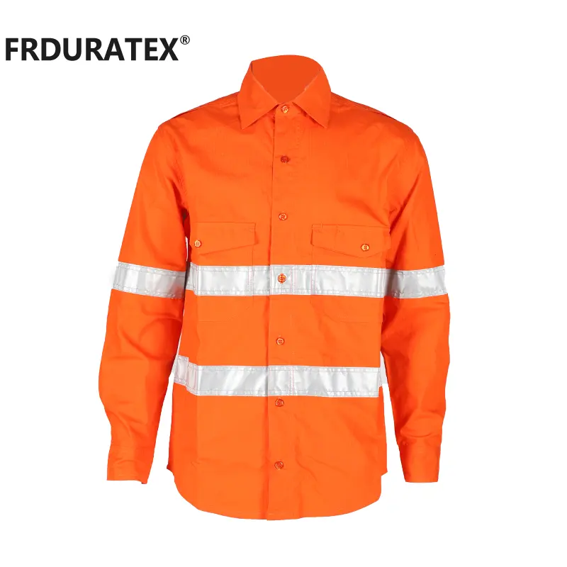 FRDURATEX เสื้อคอตตอน Hi Visible Fr,ชุดยูนิฟอร์มสะท้อนแสงทนไฟเสื้อเชื่อม Hi Vis