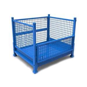 Transporte plegable Almacenamiento apilable Contenedores de malla de alambre Jaula de almacenamiento de acero plegable - Product Image 6