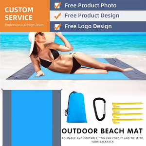 <strong>Beach</strong> Blanket Sand Proof Extra Large <strong>Beach</strong> <strong>Mat</strong> Big &amp; Compact Sand Free <strong>Mat</strong> Quick Drying With 6 Stakes &amp; <strong>4</strong> Corner Pockets - Product Image 6