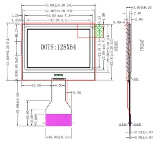 COG Factory Outlet 128*64 Módulo de pantalla LCD gráfica transmisiva para uso de instrumentos - Product Image 3