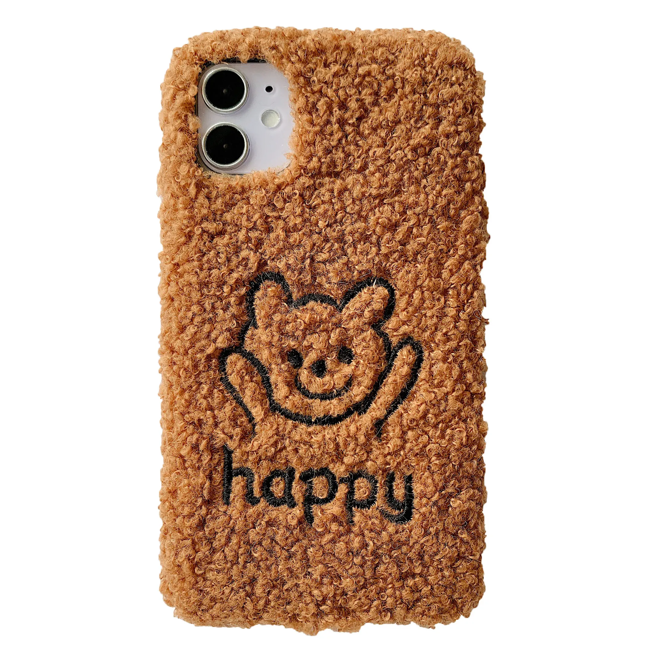 Yapears Plush Stuffed cute Case for iphone 11 Girls Women Ladies Plush Phone Case Cover for iPhone 11 series happy bear style