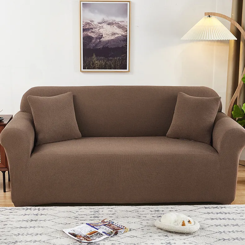Funda elástica moderna para sofá, de Color sólido, Simple, lavable, resistente a la orina, marrón, café, caqui y Chocolate
