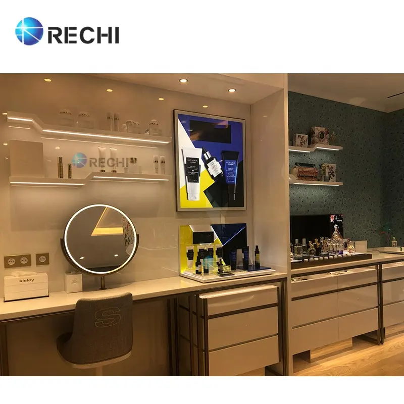 RECHI Makeup Store Display Fixture Design Cosmetic Display Counter Cabinet espositore per profumi espositore per la progettazione di negozi di bellezza