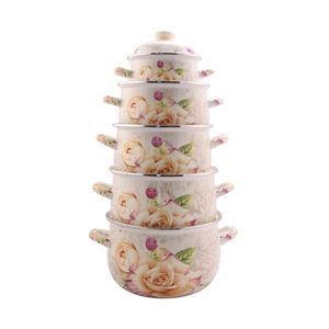 カスタムロゴ対応大容量18 + 20 + 22 + 24 + 26cm 5PCSクッキングポット新着人気エナメルポット - Product Image 5