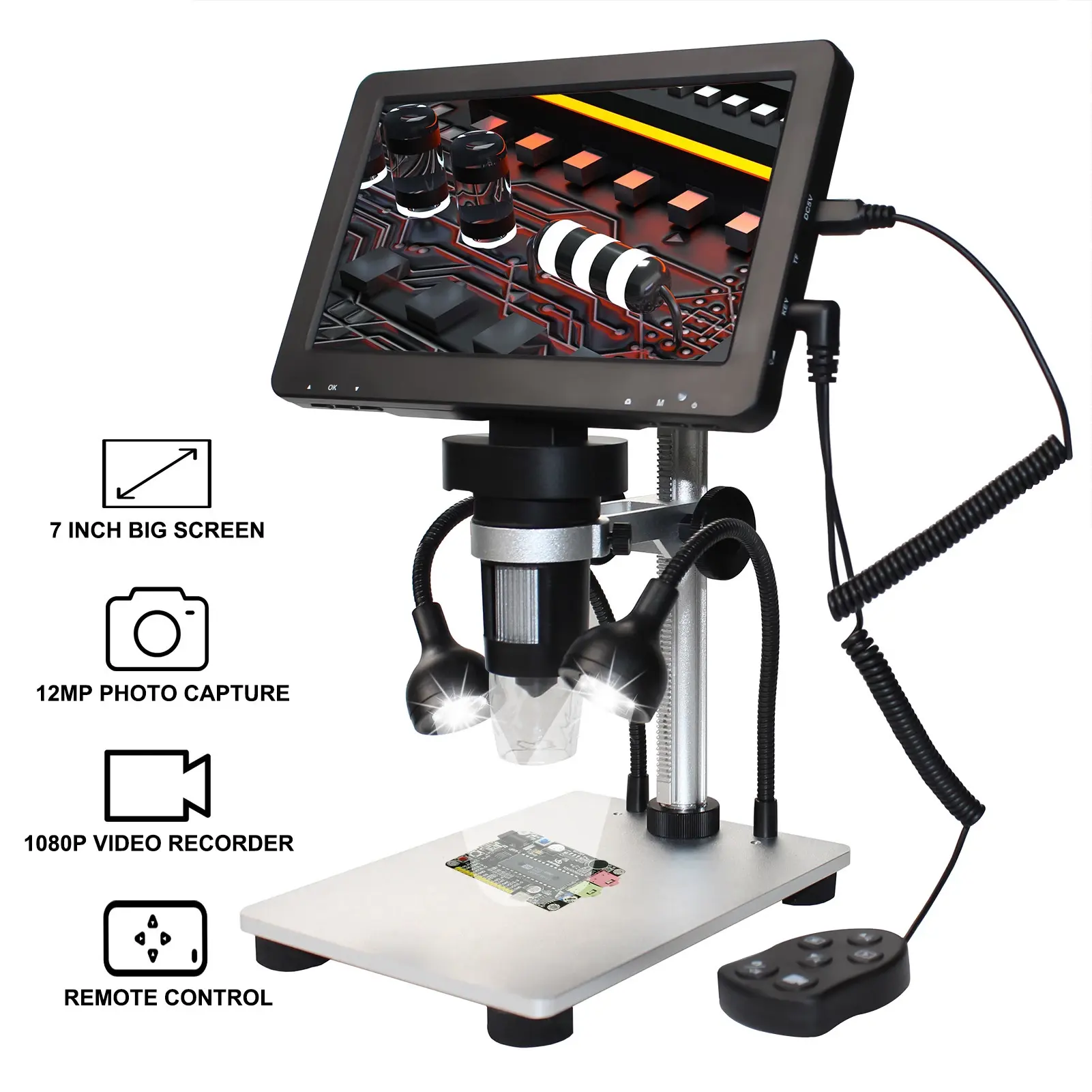 Tesihan microscopio 7 pollici LCD 1200X microscopio lente d'ingrandimento microscopio elettronico microscopio digitale per riparazione mobile