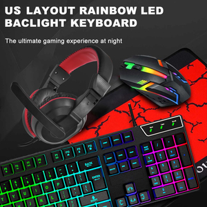 Backlit Wired 4-<strong>in</strong>-1 Teclados Gaming Rgb <strong>Keyboard</strong> and Mouse Headset Mouse Pad Combo Mechanical Style USB Connect for <strong>Computer</strong> - Product Image 6