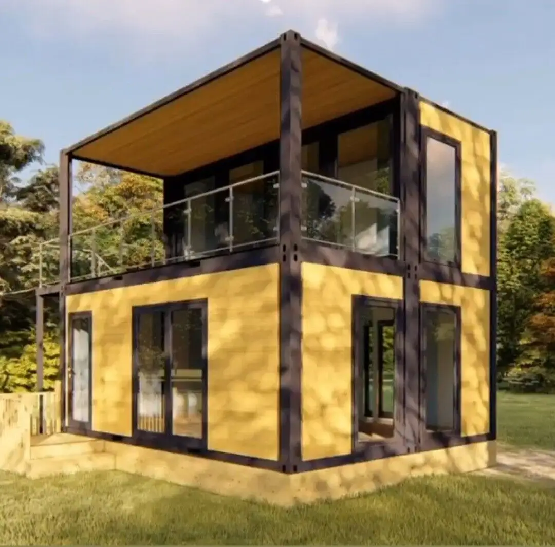 Alta qualità con elettricità solare robusta polonia struttura con struttura in acciaio a 2 piani Flat Pack Container House 40 piedi