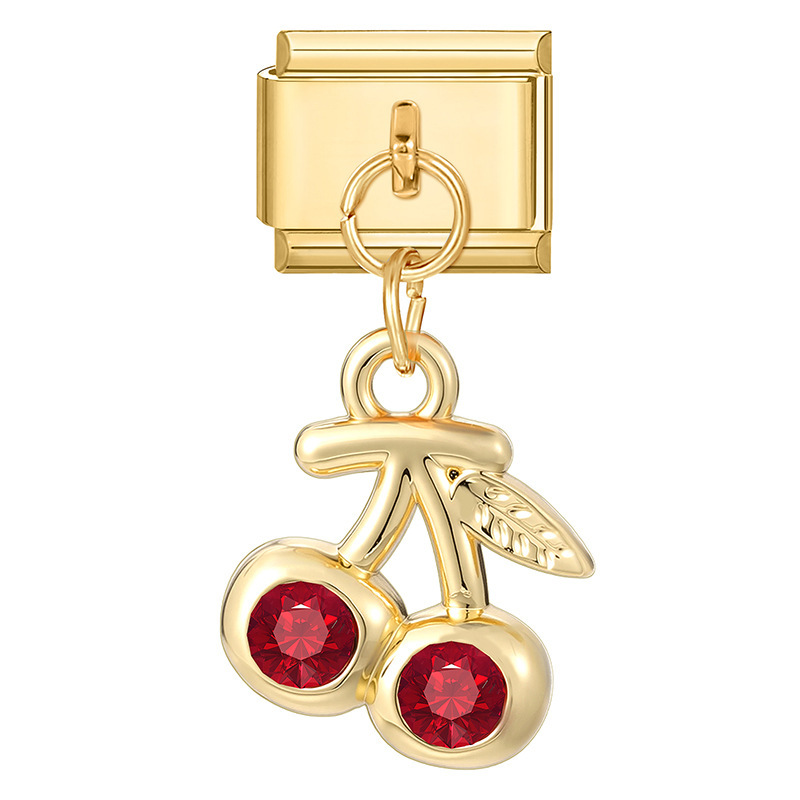 Pendentif base or-cerise diamant rouge