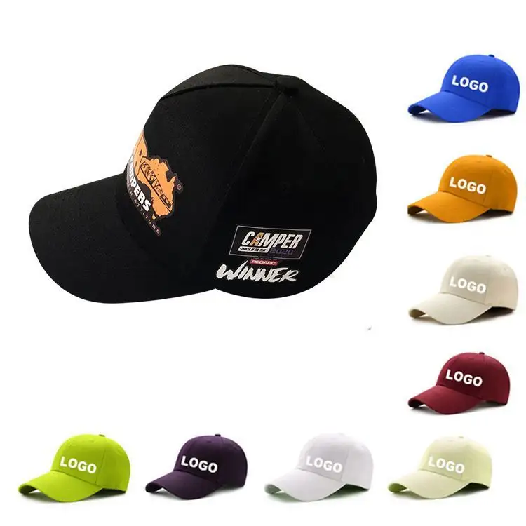 عالية الجودة مخصص القطن طباعة شعار قبعة بيسبول التطريز نيويورك 6 لوحة الأسود قبعات بيسبول مع شعار مخصص شعار