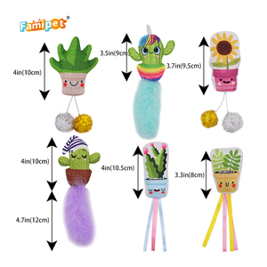 Famipet fabricante personalizado nuevo diseño de planta en maceta gatito juguete suave peluche mascota gato juguete conjunto con hierba gatera - Product Image 2
