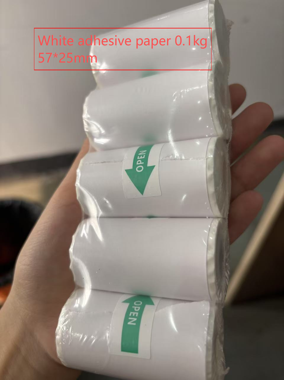 10 rouleaux de papier adhésif thermique blanc
