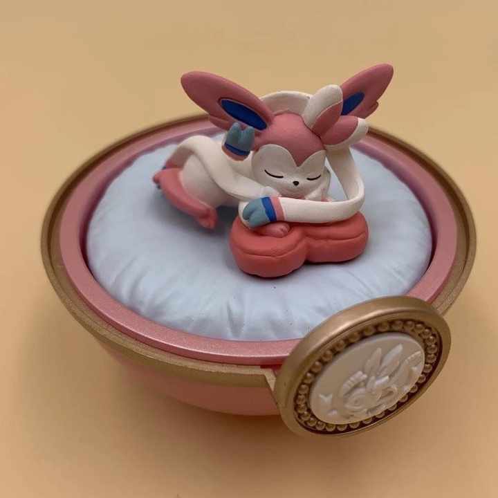 Eevee Ninetales Sleeping Figure Poké Ball Tin PVC Desk Decor Collectible Featuring Pikachu Japanese Animation Mystery Boxes