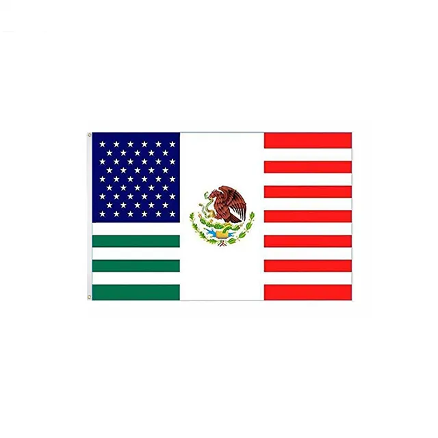 Toptan kaliteli Polyester baskılı hızlı kargo büyük amerikan meksika kombinasyonu abd meksika kullanımı 3 'x 5 'abd MX dostluk bayrağı