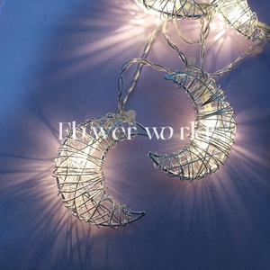 Gold Silver LED Fairy <span class=keywords><strong>String</strong></span> Lights Plastic Decoração para casa para Eid Mubarak Ramadan Feito na forma de uma lua