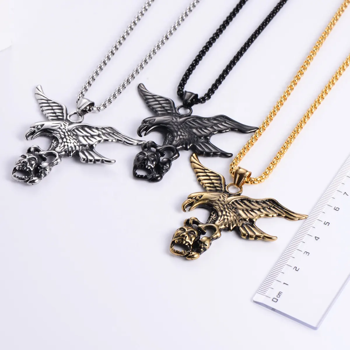 Custom Dier Sieraden Hip Hop Mannen Fashion Retro Titanium Staal Vol Met Hoge Kwaliteit Gegoten Adelaar Hanger Ketting