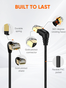 360 ° di rotazione CAT8 ad angolo retto cavo Ethernet con connettore schermato RJ45 LAN cavo di rete per computer - Product Image 2