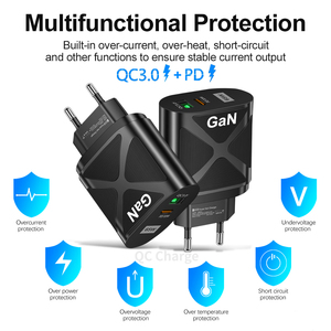65W GaN Smartphone Charger PD 33W QC 3.0 Dual Port with Over-Voltage Protection US/EU/UK/<strong>AU</strong> Plugs Factory <strong>Direct</strong> - Product Image 6