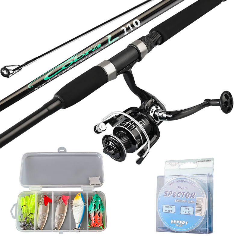 Canne à pêche + moulinet + ligne + ensemble de leurres 15 pièces