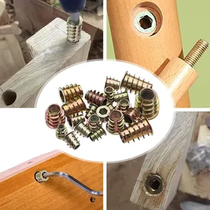 165 Uds insertos roscados tuercas M4/M5/M6/M8 tornillo para muebles en tuerca insertos de madera perno métrico sujetador hexagonal para madera
