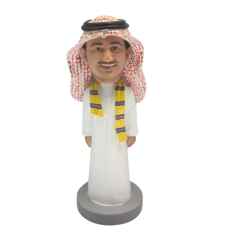 DIY personnalisé résine artisanat arabe bobble tête figure sculpture décor à la maison statue masculine