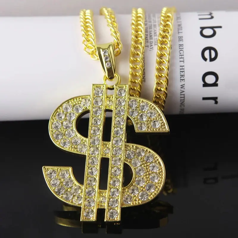 Star Europe and the United States cross-border exaggerated bold dollar symbol necklace men women hop pendant