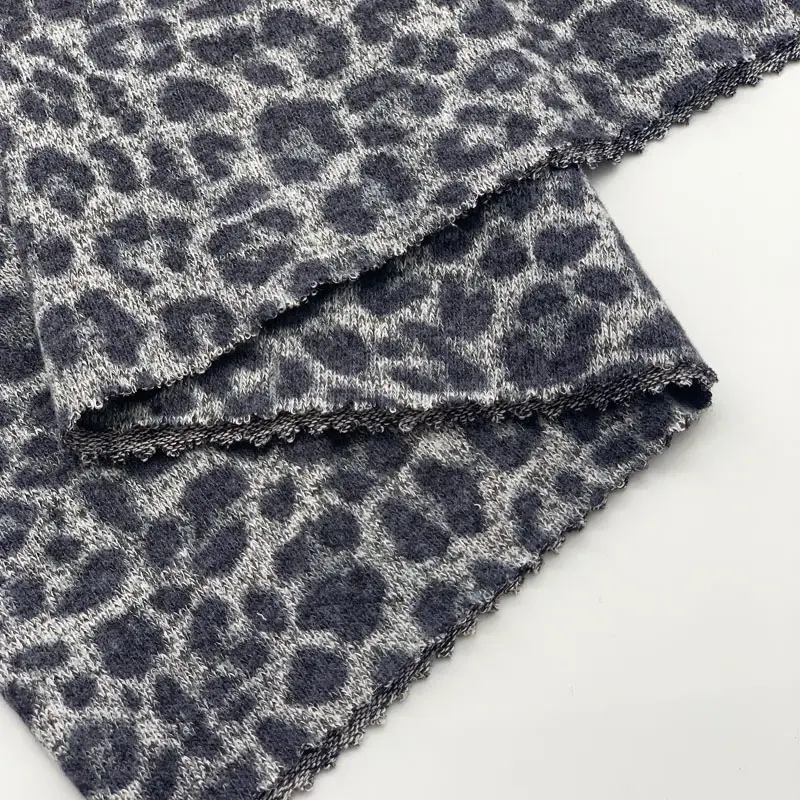 Suéter estampado Poliéster Spandex Knit Jersey Hacci Tela para prendas de vestir