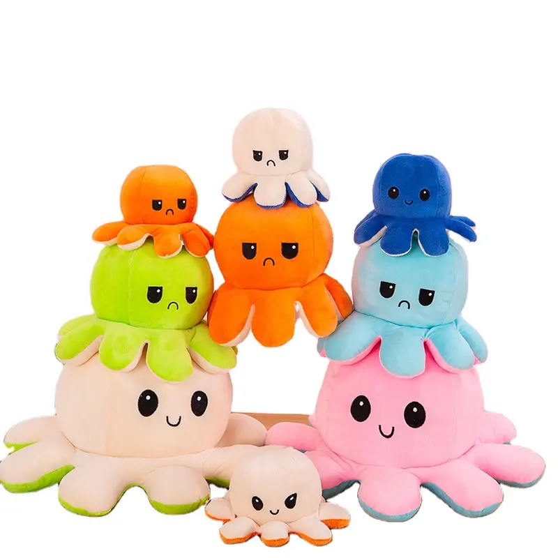 Giocattoli di peluche ripieni di vendita caldi Flip Octopus peluche cuscino faccia arrabbiato piccolo cuscino di polpo giocattoli di peluche per bambini ragazze