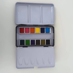 12 Cái/Bộ da màu nước rắn nghệ sĩ màu nước sơn thiết lập với 1PC kim loại cầm tay hộp acuarelas aquarela - Product Image 1
