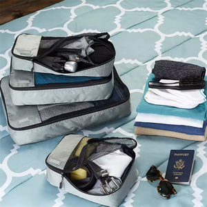 Oem ODM biểu tượng tùy chỉnh hành lý Organizer chuyến đi đóng gói <span class=keywords><strong>Cubes</strong></span> cơ bản 4 Piece du lịch nén đóng gói <span class=keywords><strong>Cubes</strong></span> Set - Product Image 5