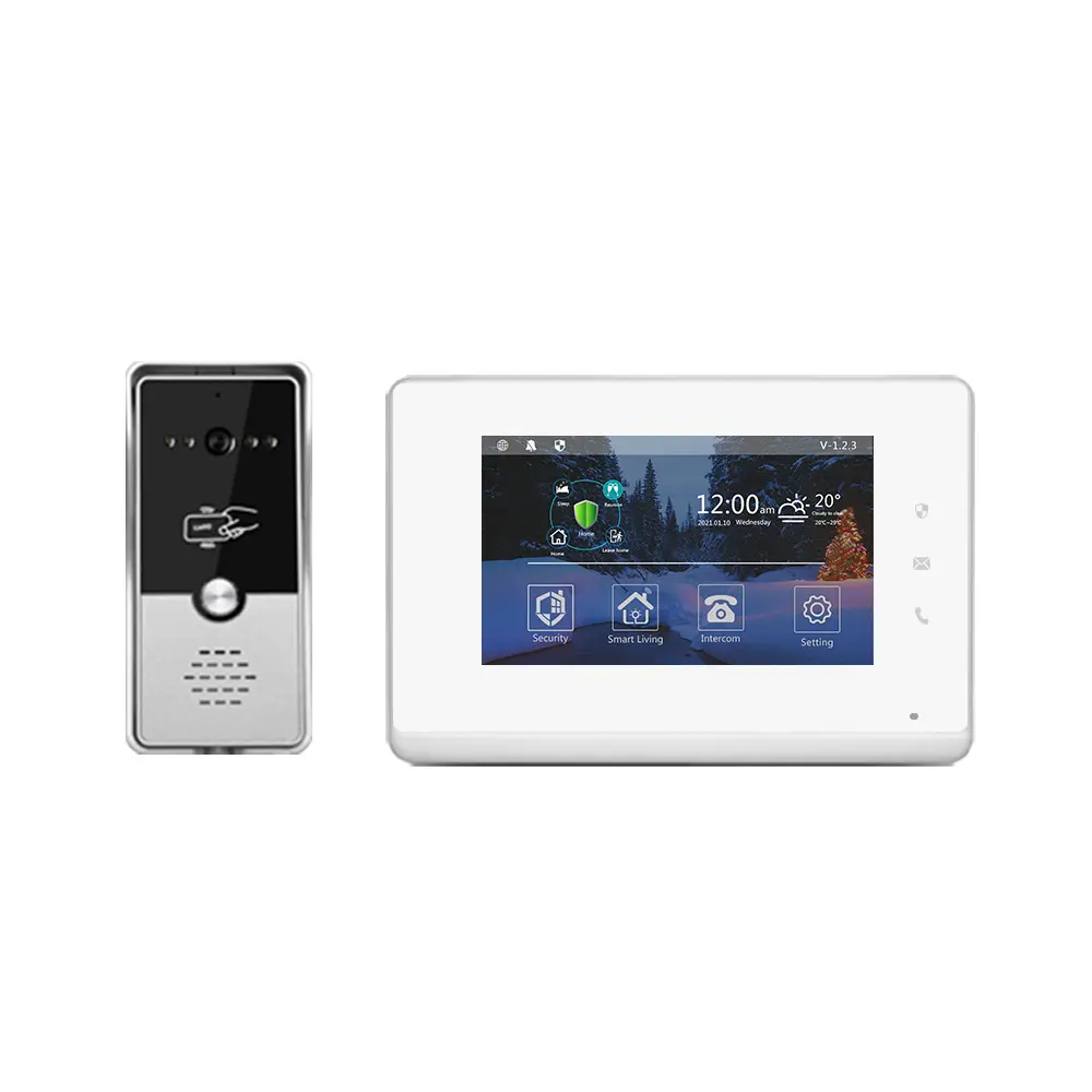 Painel de controle de 7 polegadas lanterna 2023, sistema de interfone com vídeo da porta, casa inteligente e sistema de alarme