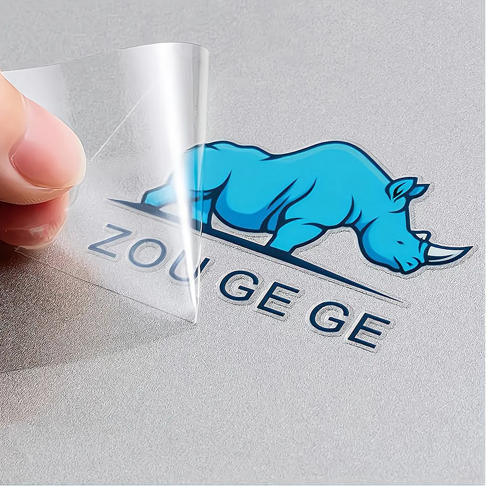 사용자 정의 인쇄 골드 로고 프레스 3D 라벨 금속 투명 전송 UV 스티커