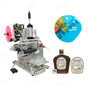 Klarer Lauf Kleine gebrauchte flache oder doppelseitige billige um quadratische flache Flaschen etikett ier maschine mit Datums codierung druck gerät - Product Image 1