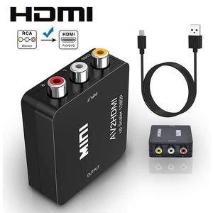 AV 2 HDMI迷你影音输入至HDMI输出视频转换器盒适配器，最高1080p白色，适用于笔记本电脑PS4