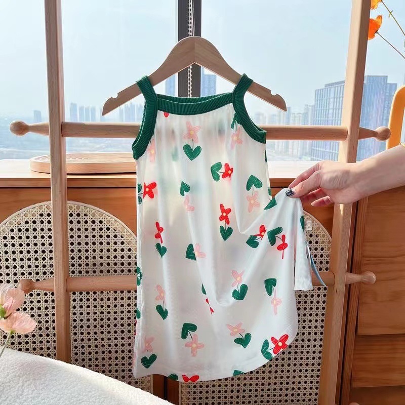 Robe à bretelles - cœur pêche vert