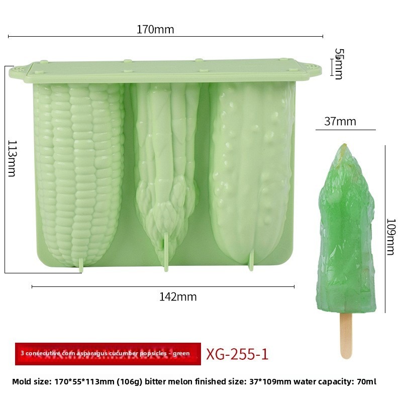 Lot de 3 sucettes glacées au maïs, aux asperges et au concombre - vert xg-255-1