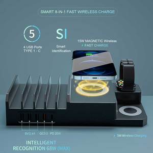 <strong>8</strong> in 1 Multiple Usb <strong>Charger</strong> Station Magnetic Wireless <strong>Charger</strong> 68w 4-16-port Desktop Charging Station With Pd Quick Charge - Product Image 5