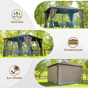 Kolayca monte edilmiş alüminyum toz boyalı Gazebo 3*4m tek çatı enine kaburga Metal çerçeve perde ve Net kamp çadırı - Product Image 2
