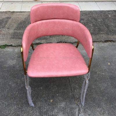 Cuero en polvo manchado + Marco de silla de acero inoxidable