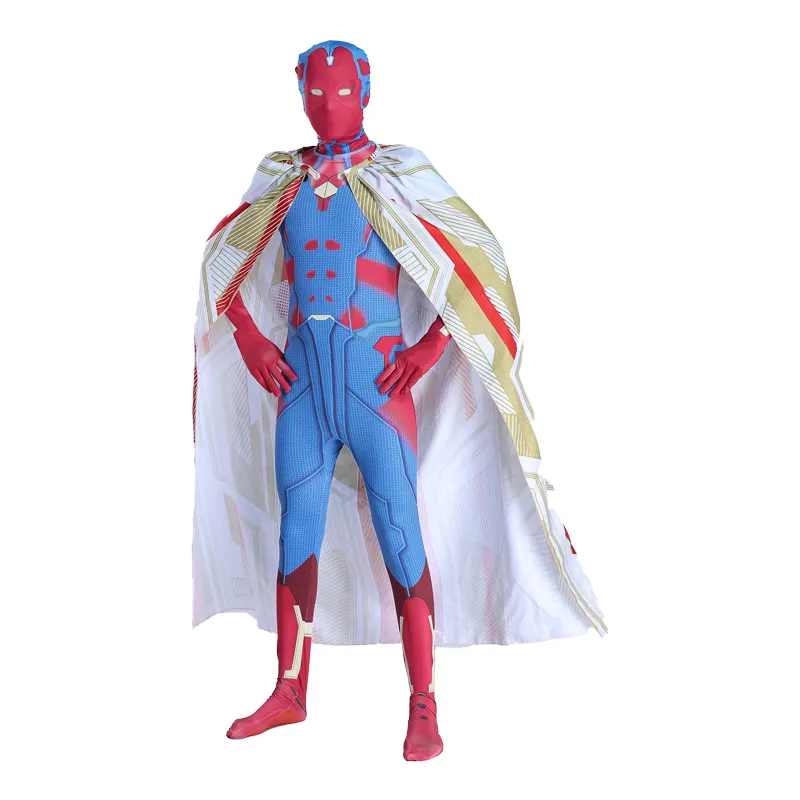 Legal Plus Size Superhero Vision Bodysuit Filme Wanda Suit para Crianças para Halloween Festa Carnaval Cosplay Traje