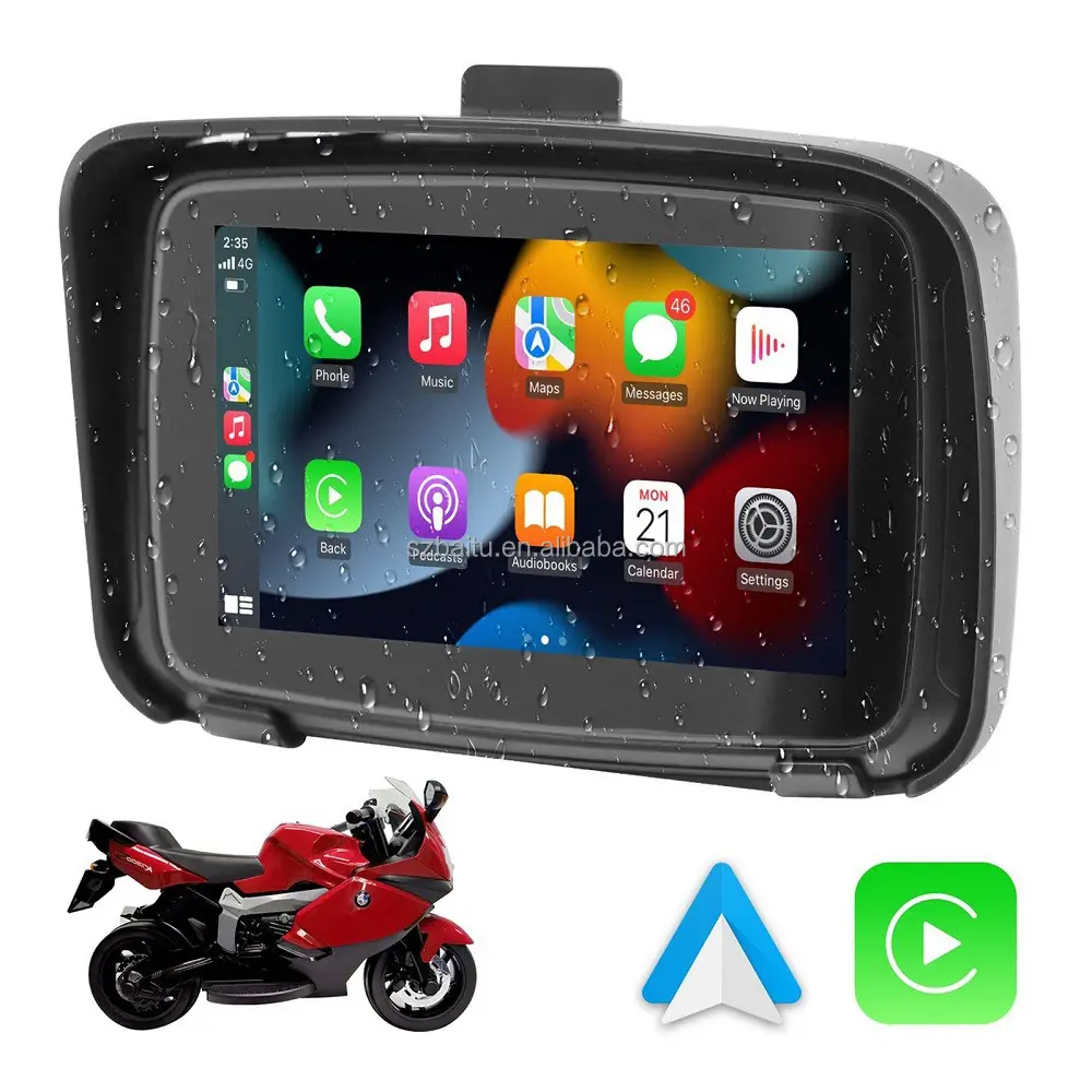 5 Zoll Motorrad kabellos Apple Carplay Android Auto GPS tragbarer spezieller Navigator Motorrad GPS-Bildschirm IPX7 wasserdicht