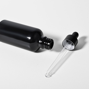 Özel lüks 5ml 10ml 15ml 20ml 30ml 50ml 100ml 1oz parlak siyah uçucu yağ serum cam damlalık şişe kutusu ile - Product Image 4