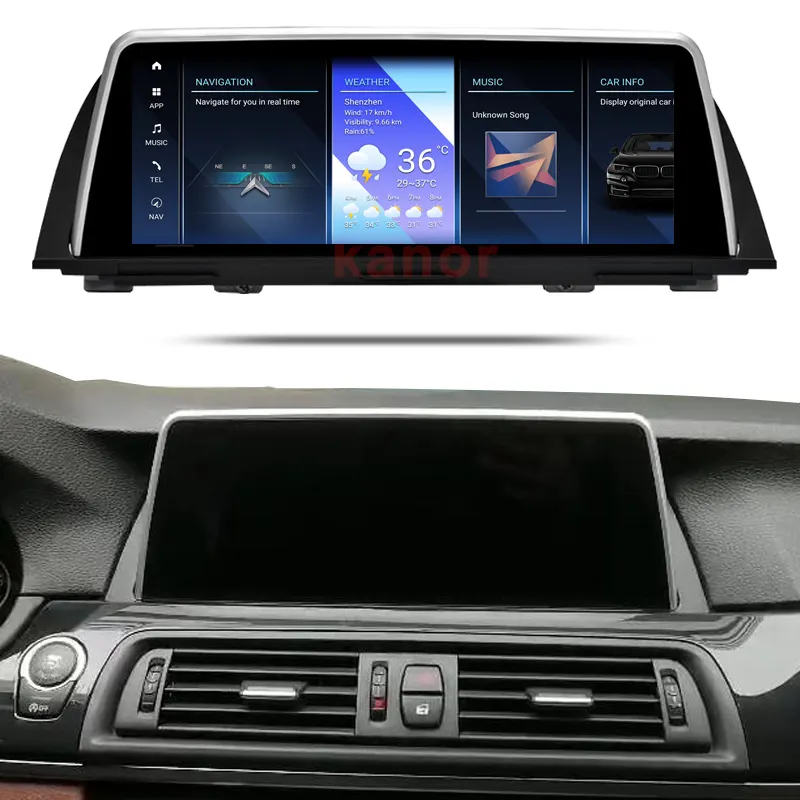 Kanor 자동차 전자 제품 뜨거운 판매 교체 디스플레이 터치 스크린 안드로이드 13 8 + 128g 자동차 비디오 GPS BMW 5 시리즈 F10 F11 F18