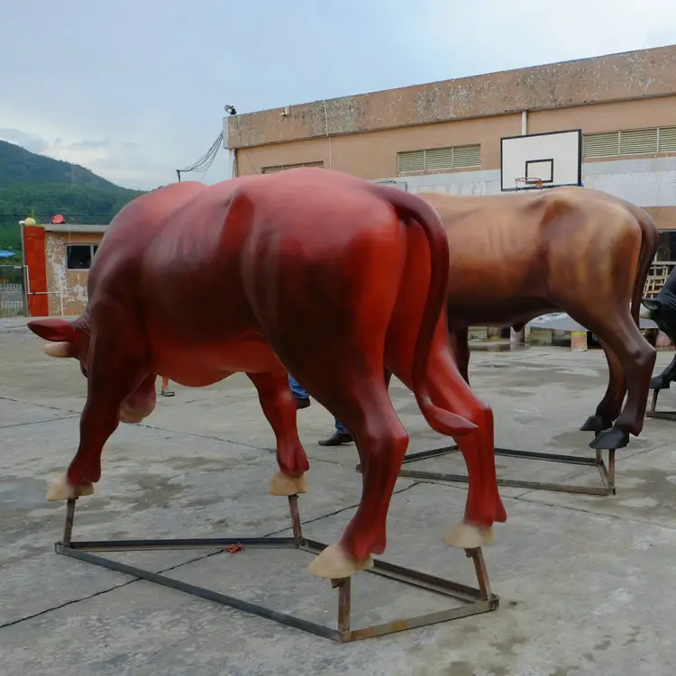 Estatua de vaca de fibra de vidrio de tamaño natural, escultura de animales, estatua de vaca de fibra de vidrio, animal FRP