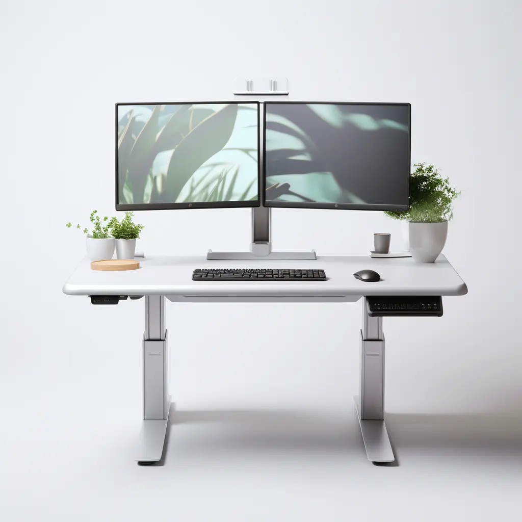 Diseño de mesa de oficina Escritorio de computadora de oficina de madera con soporte de mesa de escritorio de impresora Motores dobles fijos Escritorio de muebles de oficina