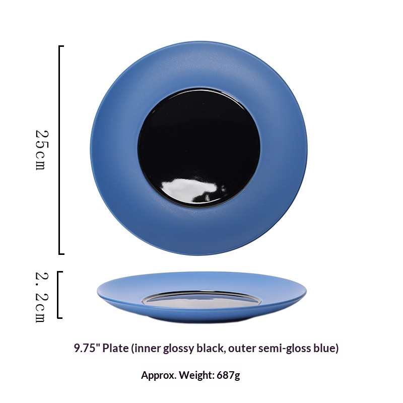 saladier bleu + noir de 9,75 pouces