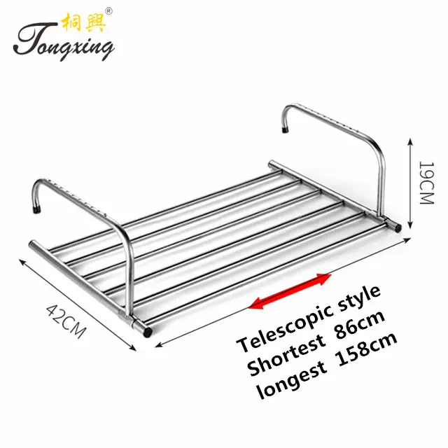 Comprimento Retrátil Secagem Rack Folding Indoor Metal Ganchos Para Cabide Wall Mounted Roupas Penduradas Secador Rack