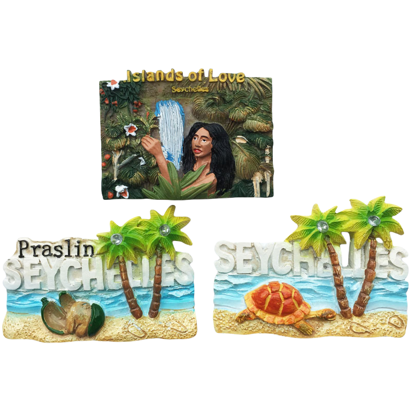 Imán del refrigerador de la resina de Seychelles